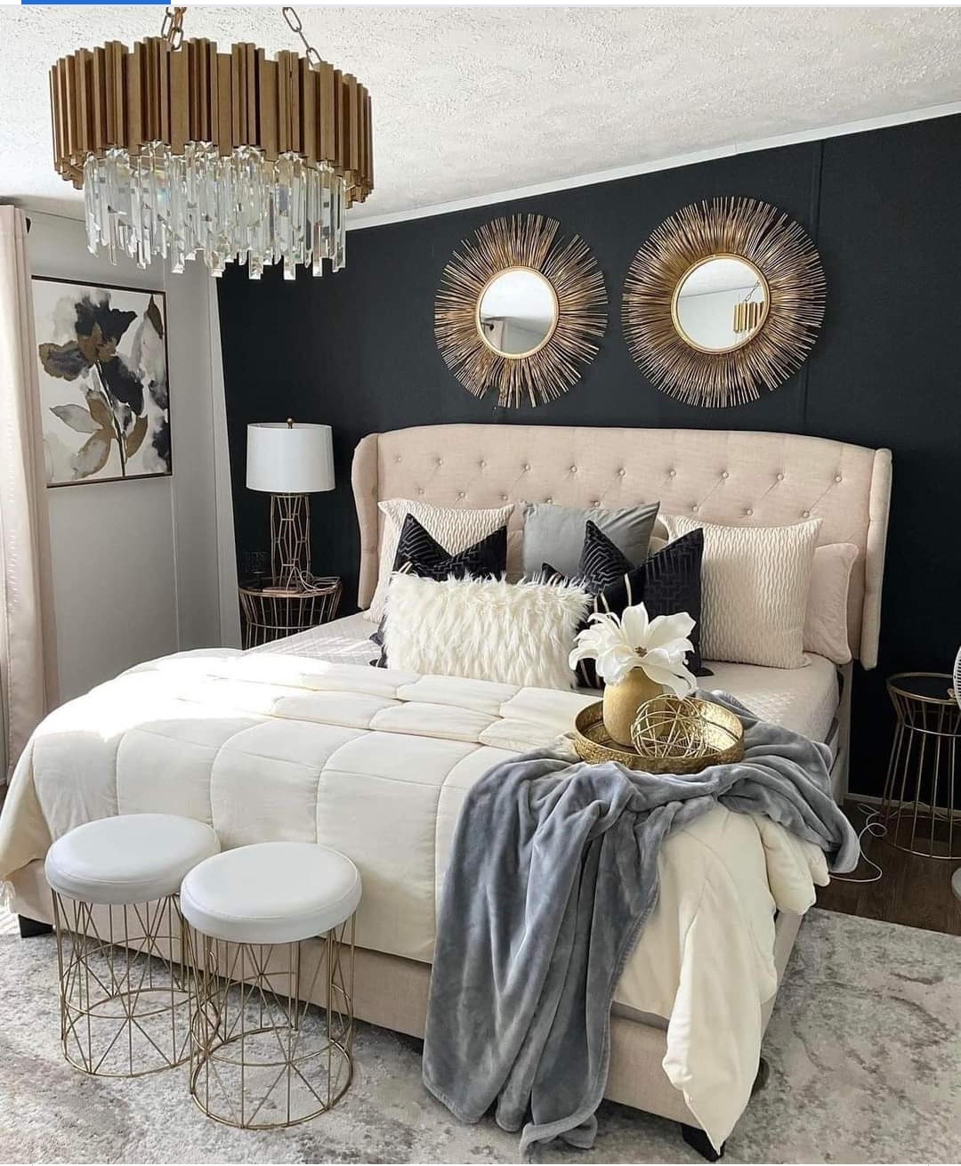 Linen bedroom with morning light